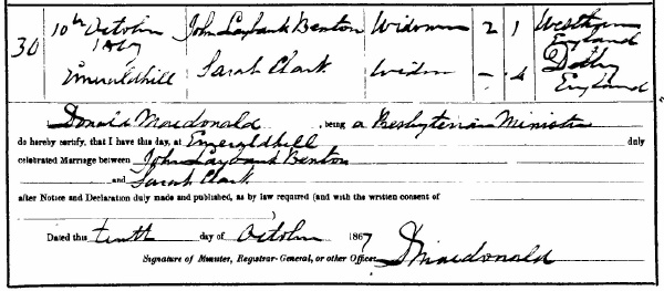 1867 marriage